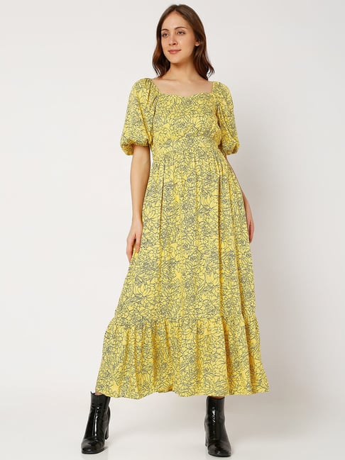 ASOS DESIGN floral tiered maxi dress in yellow | ASOS