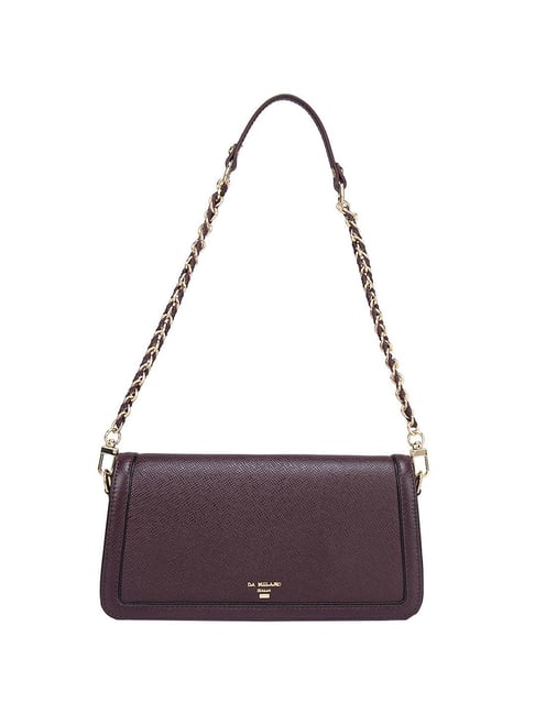 Buy Da Milano Maroon Solid Medium Shoulder Bag Online At Best