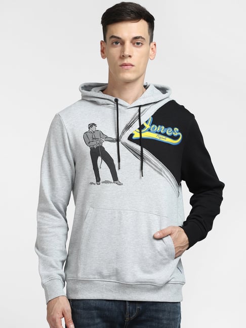 Jack & Jones Grey & Black Hooded Sweatshirt-picture-10