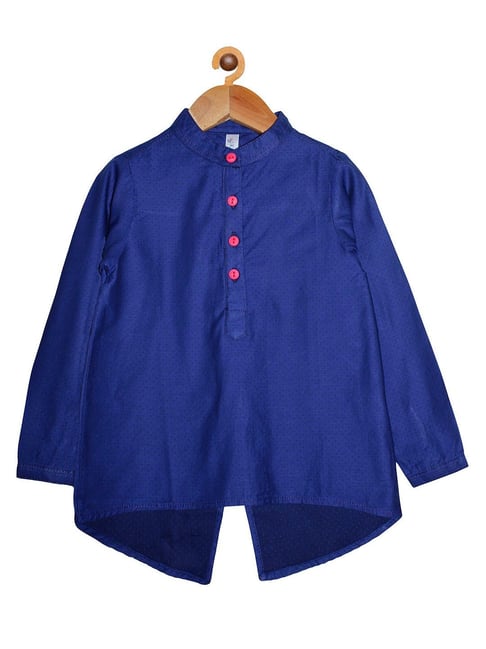 Kiddopanti Kids Royal Blue Solid Full Sleeves Kurti-picture-36