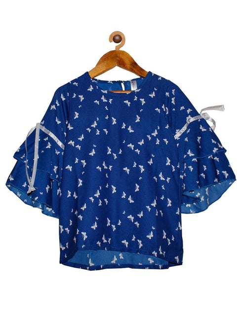 Kiddopanti Kids Royal Blue Printed Top-picture-33
