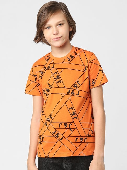 Buy Jack & Jones Junior Orange Cotton Printed T-Shirt for Boys Clothing  Online @ Tata CLiQ