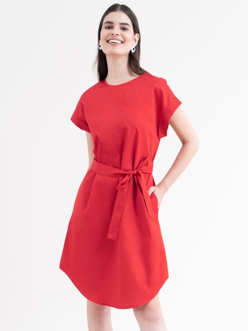 Fablestreet Red Regular Fit Wrap Dress-picture-23