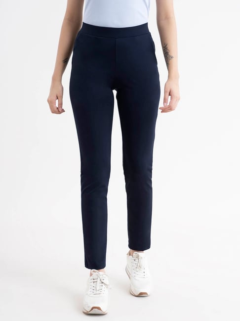 Buy Fablestreet Navy Regular Fit Pants for Women Online @ Tata CLiQ