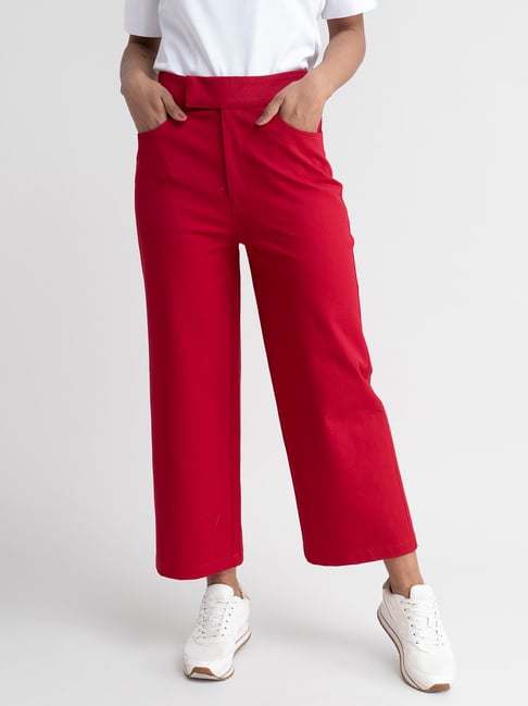 Sofia Wide Leg Trouser In Red  COCOOVE  Wolf  Badger