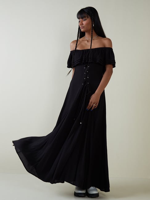 Nuon by Westside Black Bardot Dibella Dress Price in India