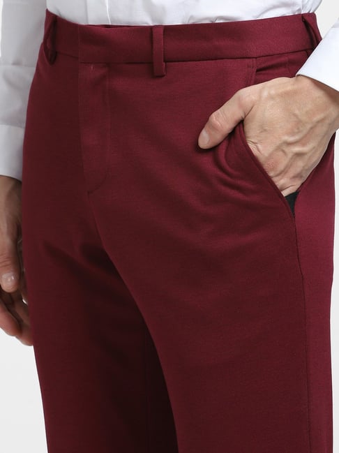 Buy Men Maroon Solid Slim Fit Formal Trousers Online  577841  Peter  England