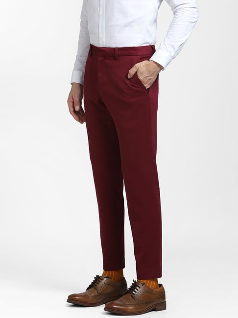 Buy Men Maroon Solid Slim Fit Formal Trousers Online  577841  Peter  England