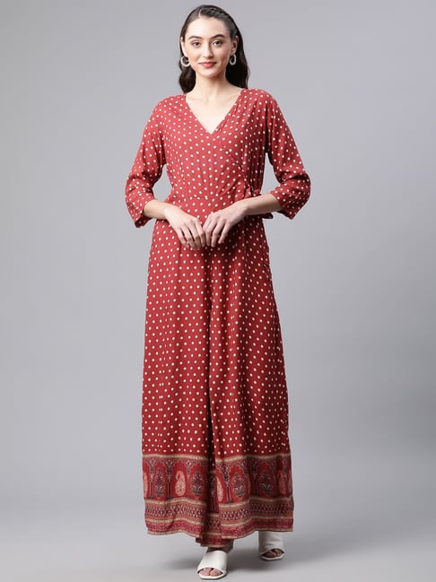 Divena Maroon Polka Dots Jumpsuit