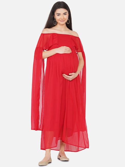 Buy Trendy Red Printed Rayon Maternity Gown For Women Online In India At  Discounted Prices
