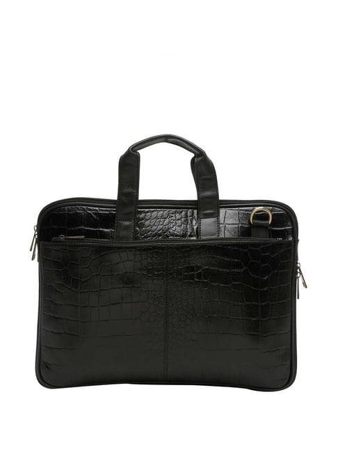 Buy Teakwood Leathers Black Leather Medium Laptop Messenger Bag