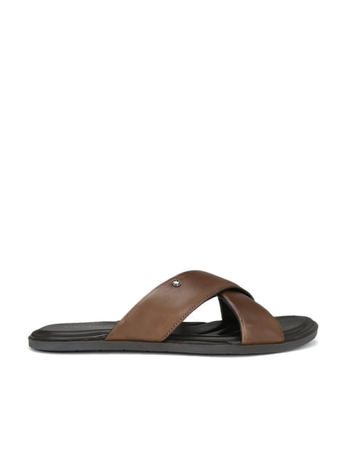 Louis Philippe Men s Brown Cross Strap Sandals