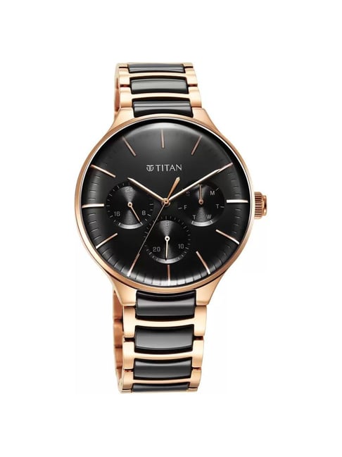 Titan Ceramic Fusion Quartz Multifunction Anthracite Dial Stainless Steel  Strap Watch for Men