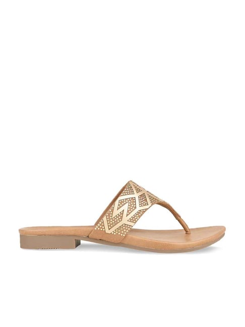 Rocia by Regal Women's Gold Thong Sandals