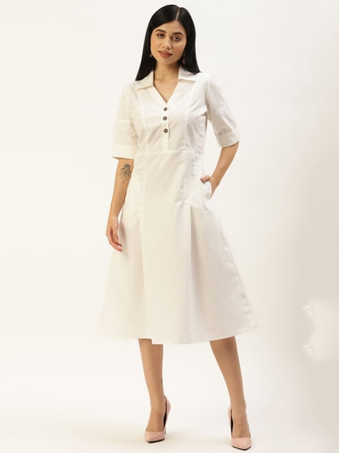 BRINNS Off White Midi Dress Price in India