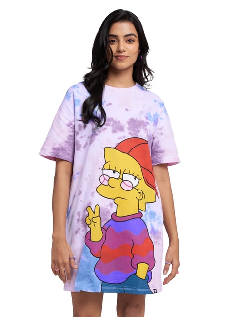 The Souled Store Multicolor Simpsons Print T Shirt Dress Price in India