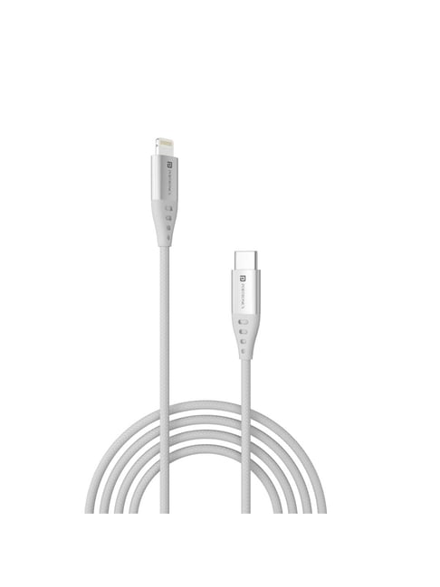 Portronics Konnect L1 20W Type C to 8 Pin Quick Charging Cable 1 M Length (White)