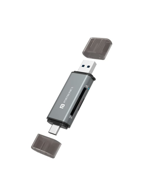 Portronics Mport 30 USB 3.0 & Type-C 2-in-1 SD Card Reader (Grey)