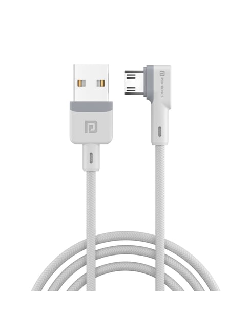 Portronics Konnect L 1.2M Fast Charging 3A Micro USB Cable with Charge & Sync Function (White)