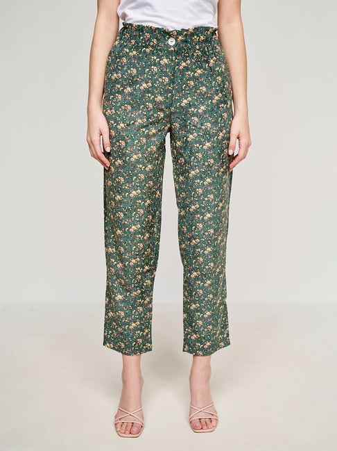 H&M patterned trousers and Zara tube top - Georgia Hathaway