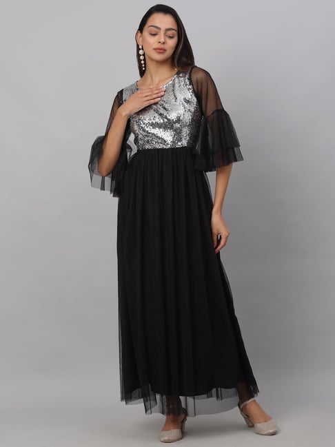 Buy NEUDIS Black Embellished Maxi Dress for Women's Online @ Tata CLiQ
