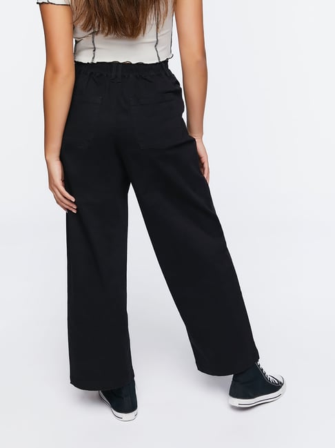 Buy Forever 21 Black Cotton Flared Pants for Women Online @ Tata CLiQ