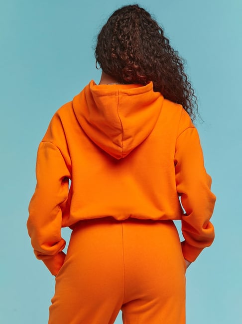 Buy Forever 21 Orange Graphic Print Hoodie for Women Online Tata CLiQ