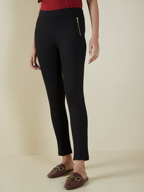 Cotton Blend Solid MRK Fashion Black Fancy Elegant Women Palazzo Pants  Size 260