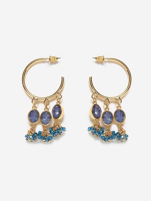 Real Kemp Araku Stones,With Pearls,5 Layer Flower Design,Jumka Earrings  Gold Finished Set Buy Online