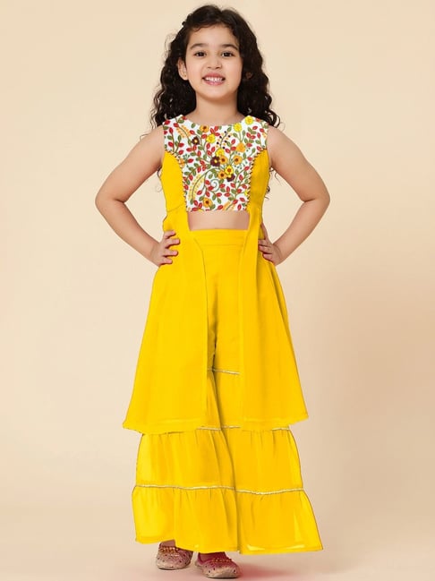 A.T.U.N. Kids Yellow & Red Embroidered Kurta Set-picture-35