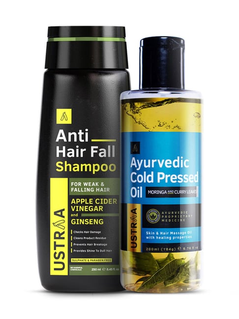 Ustraa Ayurvedic Cold Pressed Oil - 200 ml & Anti Hair Fall Shampoo - 250 ml
