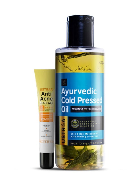 Ustraa Ayurvedic Cold Pressed Oil - 200 ml & Anti Acne Spot Gel - 15 ml