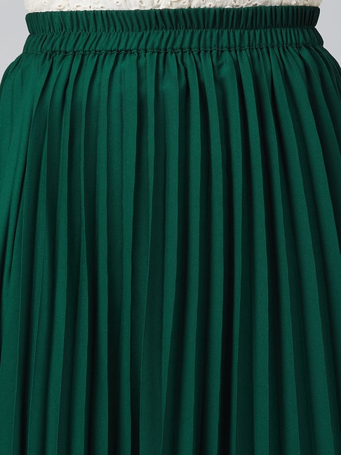Green Swirl Satin Bias Cut Midi Skirt  New Look