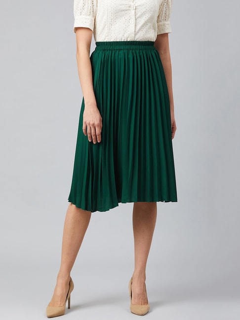 Green High Rise Midi Skirt