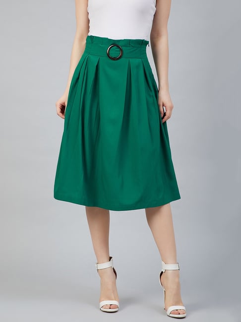 Rare Green A Line Midi Skirt