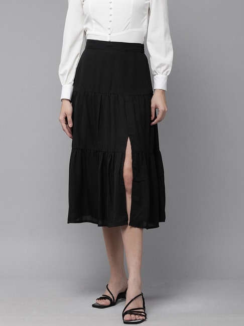 Rare Black A-Line Midi Skirt Price in India