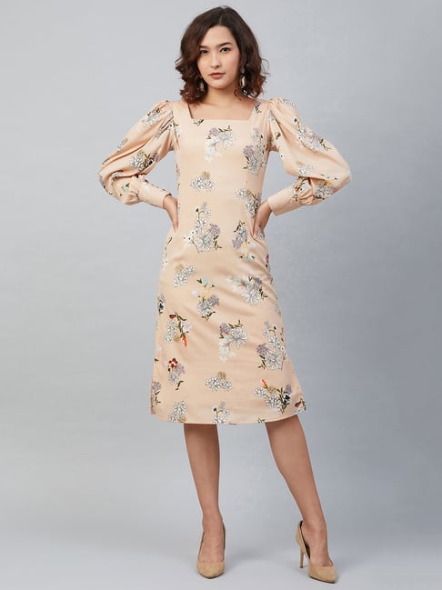 Mac Duggal Floral Print Embroidered Long Sleeve Surplice V-Neck A-Line Midi  Dress | Dillard's