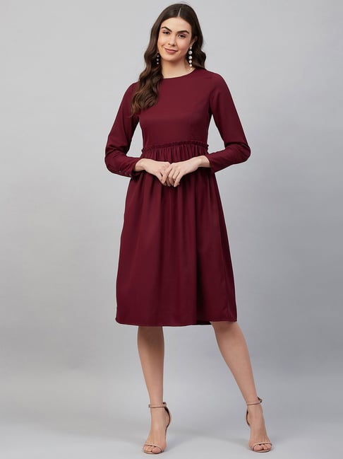 Marie Claire Maroon A Line Dress Price in India