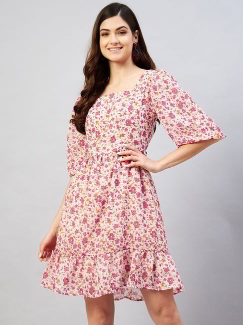 Marie Claire Pink Floral Print A Line Dress-picture-12