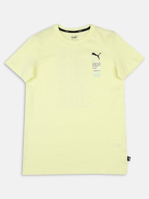 Puma Kids NEYMAR JR 24/7 Jr Yellow Cotton Printed T-Shirt