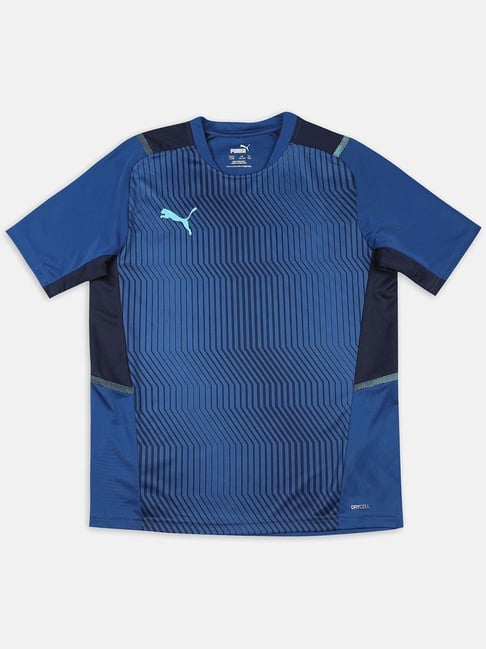 Puma Kids teamCUP Jr Blue & Black Printed T-Shirt