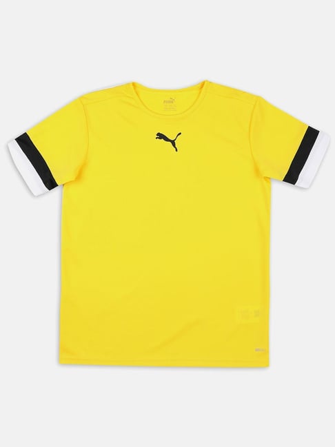 Puma Kids teamRISE Jr Yellow & Black Regular Fit T-Shirt