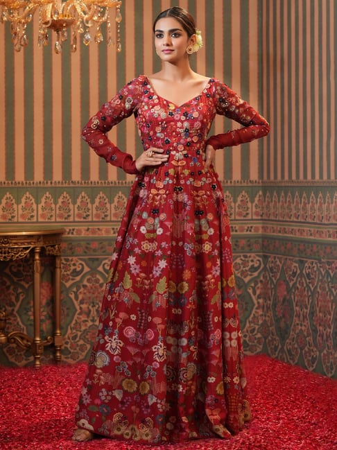 Beautiful Women Red Ethnic Gown – mahezon