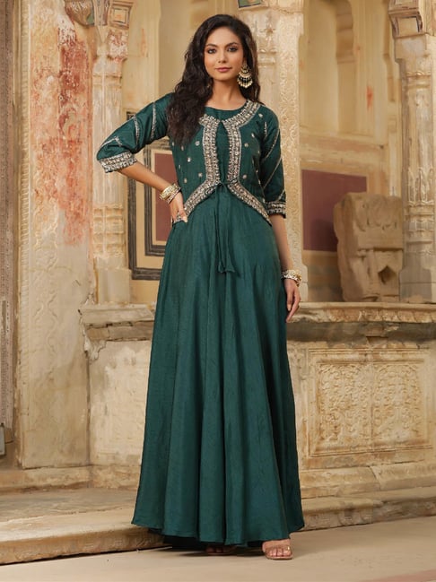 Dark green hotsell ethnic wear