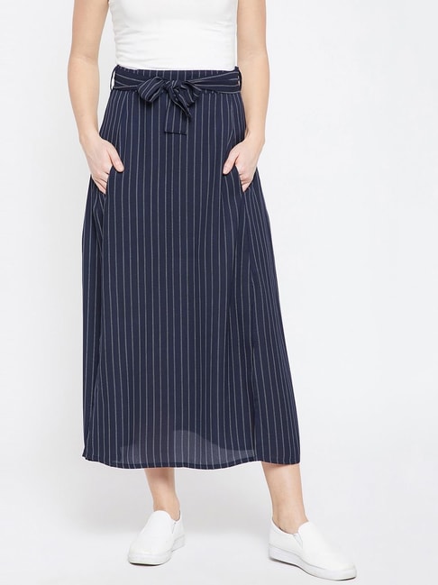 Rare Navy Striped A-Line Skirt Price in India