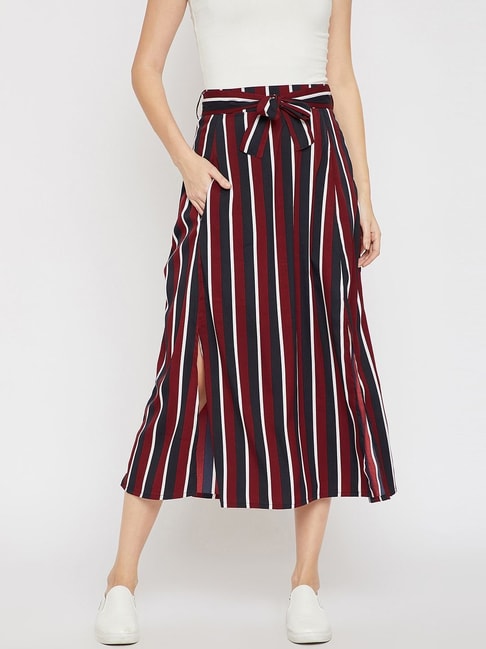 Rare Maroon Striped A-Line Skirt Price in India