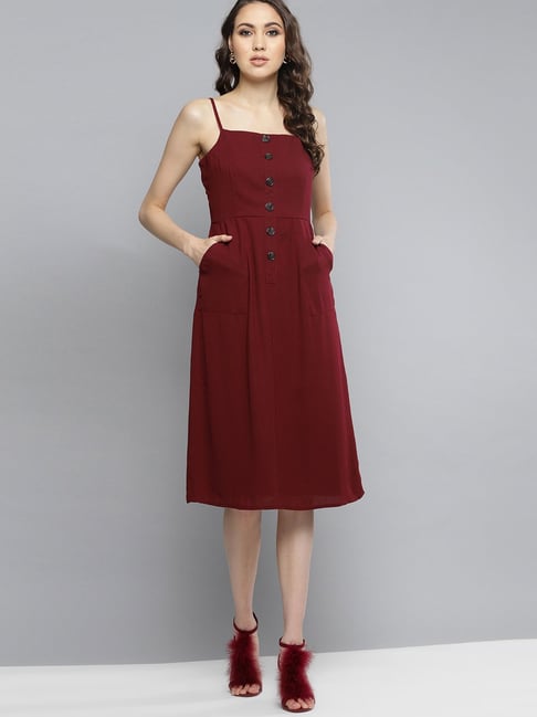 Marie Claire Maroon A-Line Dress Price in India