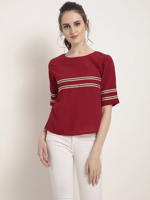 Buy Rare Red Striped Top for Women Online @ Tata CLiQ