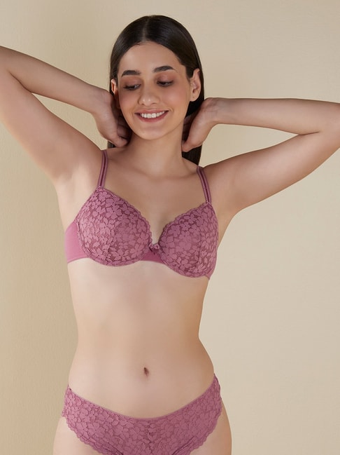 Wunderlove by Westside Blush Pink Lace Padded Wired Bra Price in India