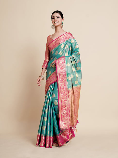 Buy JCSS Turquoise Cotton Saree Shapewear for Women Online @ Tata CLiQ